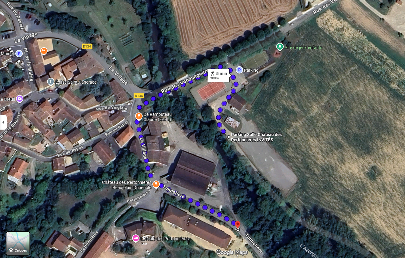 Plan d'acces vers la Salle des Pertonnieres